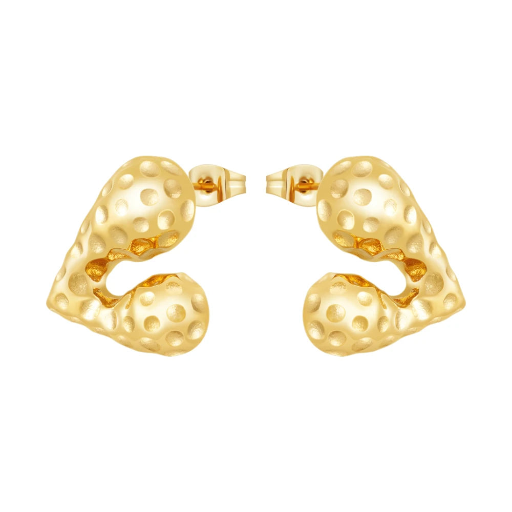 18K Gold Plated Stainless Steel Jewelry Unique Heart Shaped Stud Earrings Design for Women Gifts Earrings E241528