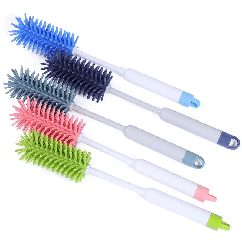 Long Eco Friendly Silicon Water Baby Feeding Bottle Wash Brush Cleaner Washer Cleaning Soft Flexible Bottle Brush MegaBDM