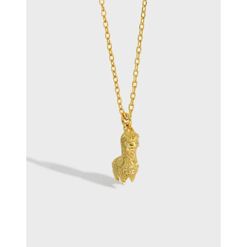 Ins 925 Sterling Silver Mini Alpaca Pendant Necklace Clavicle Necklace for Women Girl Christmas Gift