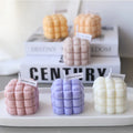 Geometric Luxury Cube Leather Pattern Soy Wax Scented Candle Handmade Beeswax Home Decoration for Holiday Thanksgiving Christmas