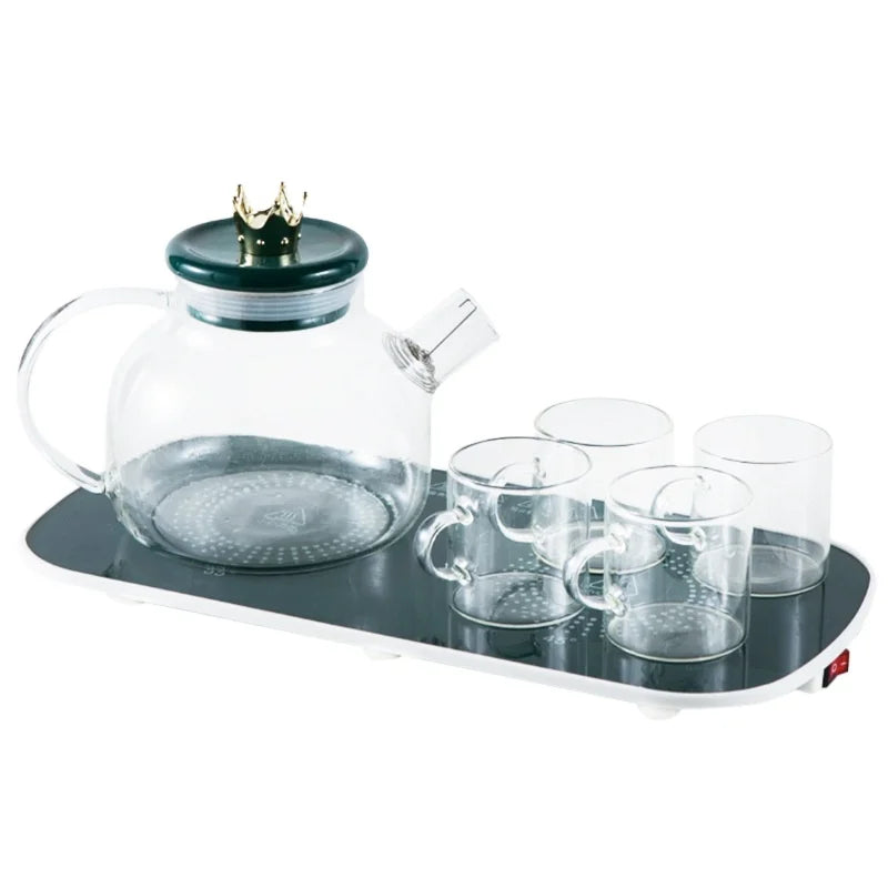 Hot Selling Thermostatic a Pot of Four Cups Milk Warmer Flower Teapot Heat Resistant Kettle Cup Afternoon Tea