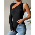2026 New Arrival Black Sexy One Shoulder T-shirt for Women Summer Custom Designer Cut Out Women Tops Sexy T Shirts