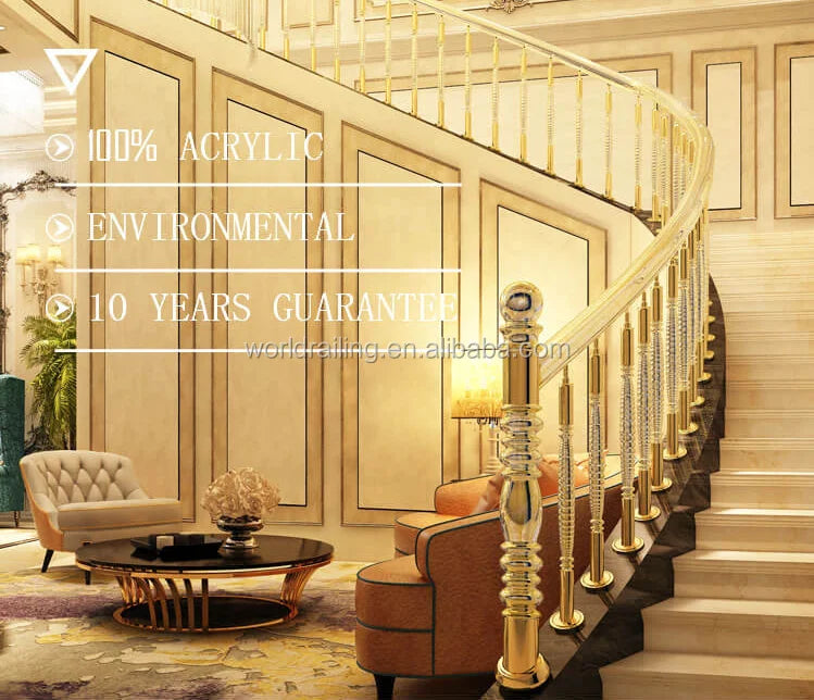 YL Best Price Railing Crystal Glass Stair Decoration Railing Crystal Balustrade Modern Spiral Stair