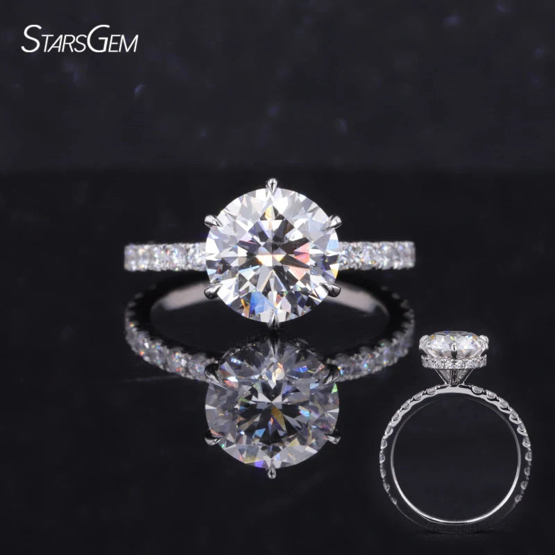 Starsgem Custom 2.73 Carat Round Cut Lab Diamond Engagement Ring with PT950 Setting Wedding & Party Jewelry
