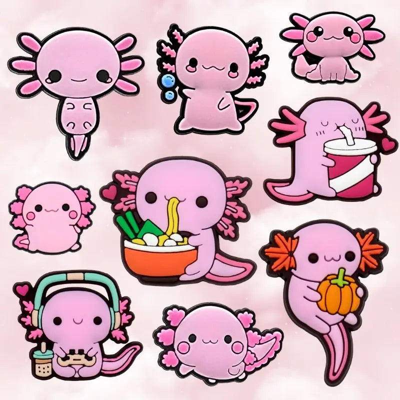 Hot Sale Designer Cartoon Anime 2D Soft Rubber Buckle Clip DIY Custom Kawaii Drink Food Charm Japan Animal Role Set