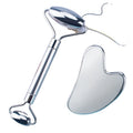 Factory Wholesale Dual Side Face Gua Sha Metal Roller Stainless Steel Jade Roller for Skincare Promotion Offered