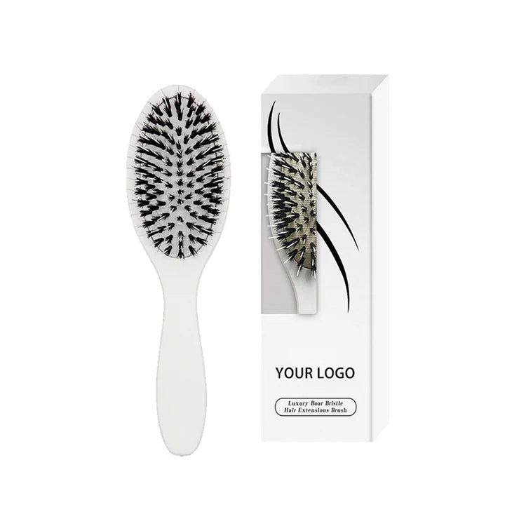 Hot Selling White Natural Wooden Nylon Round Wig Hair Cushion Paddle Boar Bristle Detangling Hair Extension Wig Brush