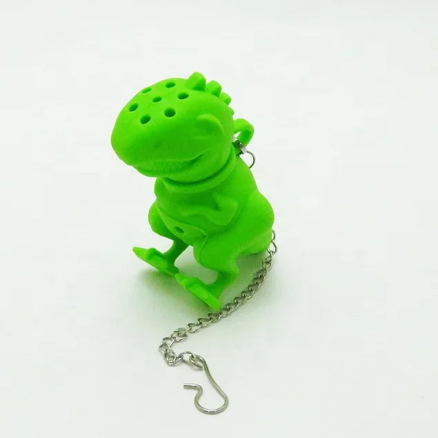 WELAND Premium Food Grade Cute Dinosaur Silicone Tea Infuser Filter Strainer With Chain for Loose Leaf