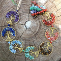 Hot Natural 7 Chakra Healing Large Raw Crystal Tree of Life Stone Wall Hanging Ornament Dream Catchers for Window Garden Decor