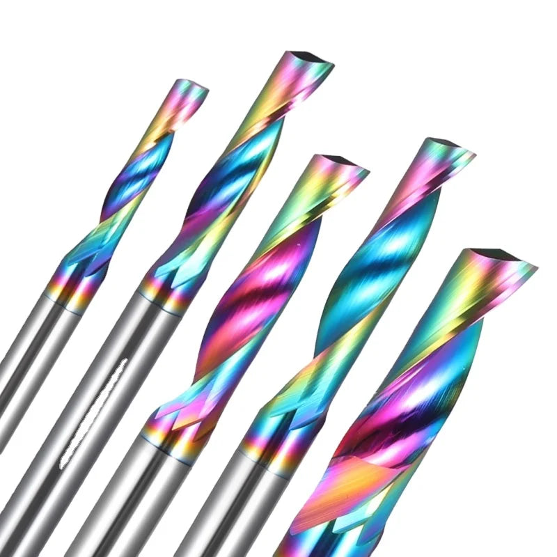 Carbide Tungsten Cobalt Alloy Single Spiral Router Bit CNC End Mill 3mm 6mm 8mm Aluminum Wood Cutting OEM Tia Coating 55HRC