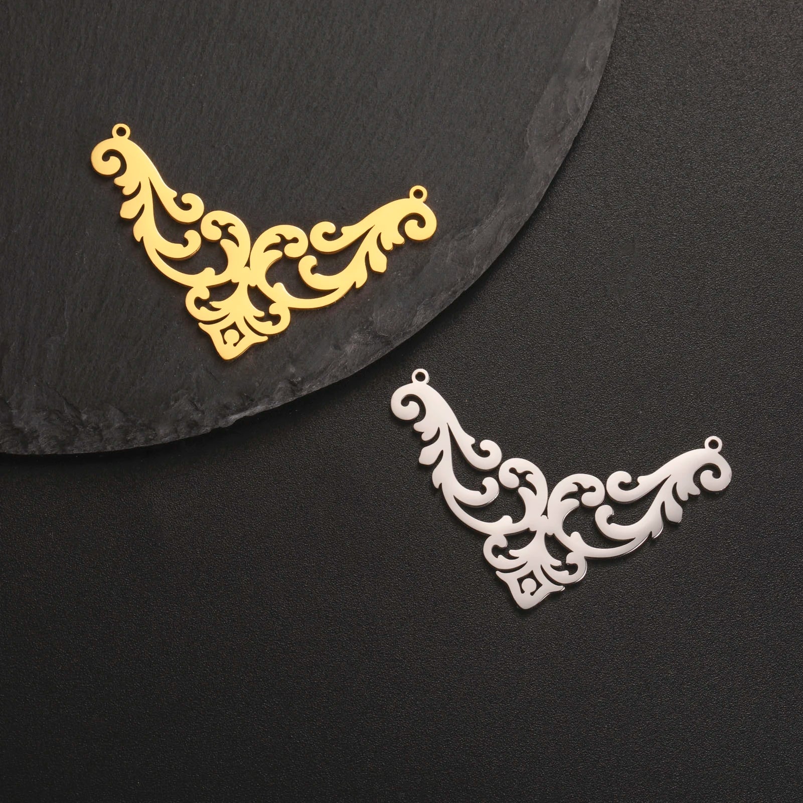 Stainless Steel Cute Angel Wing Charm Gold Jewelry Gifts Hollow Wing Pendant Accessories for Necklace Bracelet