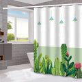 Green Tropical Leaf & Rose Floral Plant Scenery Shower Curtain Floral Bathroom Decor in Polyester Material