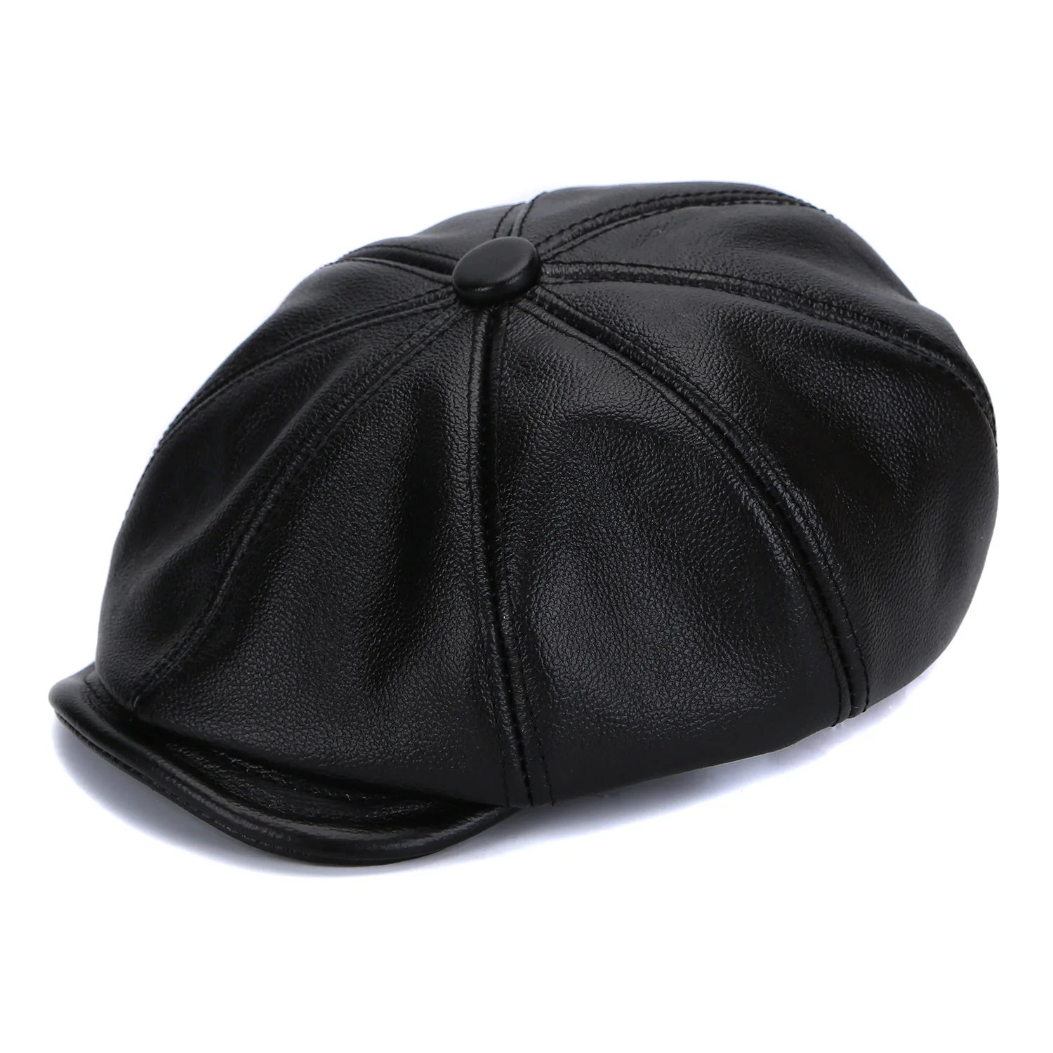 Leather Autumn Winter Owhide Newsboy Hat Men With Vintage Beret Painter Newsboy Cap Hat