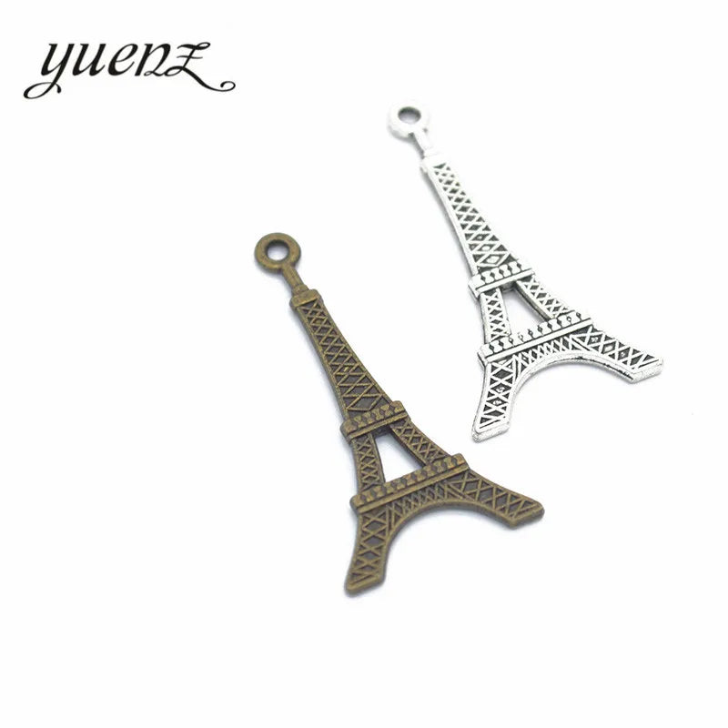 YuenZ Antique Silver Color Eiffel Tower Charm for Necklace Jewelry Making Handmade Crafts 37*19mm E6