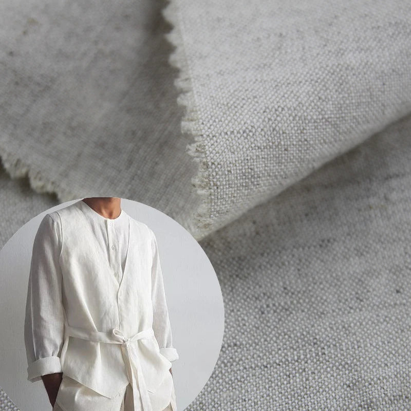 Voile Fabric Oatmeal 54" Woven Stripe Viscose Rayon Linen Fabric AIR WASH