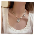 VKME Fashion New Pearl Heart Necklace for Women Jewelry