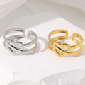 Beimai OEM 18k Gold Heart Shaped Open Stainless Steel Ring