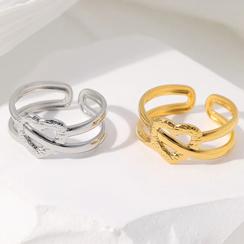 Beimai OEM 18k Gold Heart Shaped Open Stainless Steel Ring