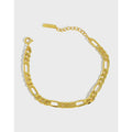 Solid 925 Sterling Silver Figaro Chain Bracelet 18k Gold Versatile Chains Bracelet Punk Style Ladies
