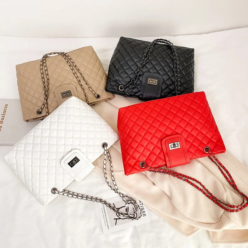 New Women's Quilted Embroidery Chain Handbag Single Shoulder Cross-Body Fashion Handbag