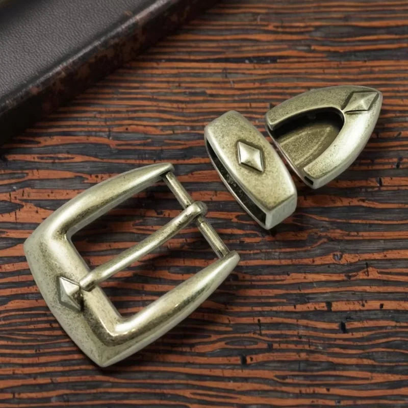 Factory Sale 30mm Zinc Alloy Buckles with Loop 3 Piece Western Belt Buckle Set Conchos for Leather