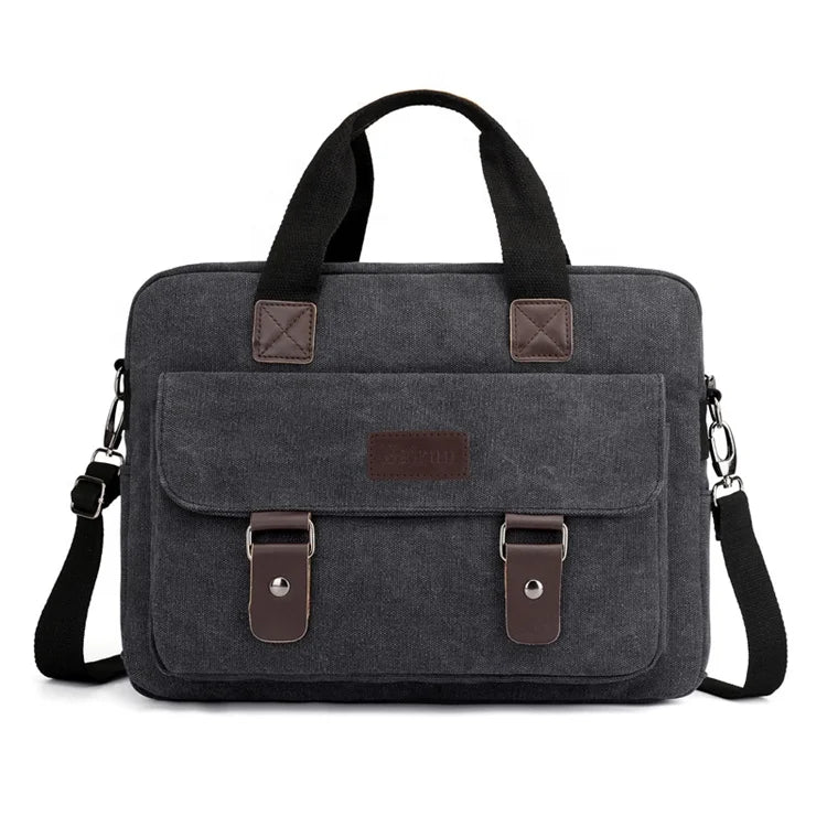 Large Vintage Fashion Waterproof Canvas Laptop Messenger Crossbody Bag with Letter Decoration