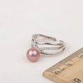 R030578 DIY 6-8mm Natural Freshwater Pearl Ring Accessory 925 Sterling Silver Adjustable Size Engagement Jewelry Ring for Women