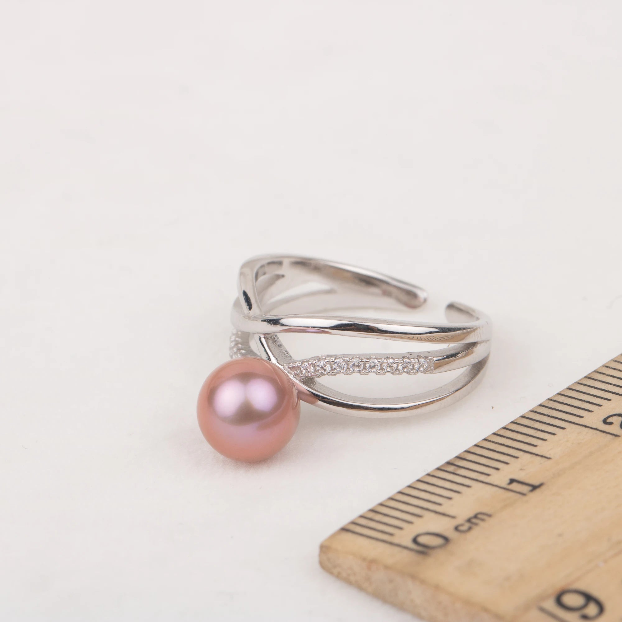 R030578 DIY 6-8mm Natural Freshwater Pearl Ring Accessory 925 Sterling Silver Adjustable Size Engagement Jewelry Ring for Women