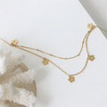 Dainty Double Layer Chain Necklace Gold Plated Cute Flower Charm Necklace