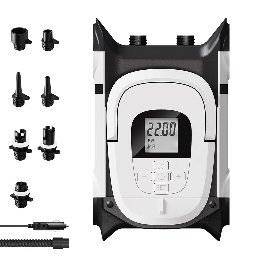 GICLE 12V DC High Pressure 22Psi Dual Stage Portable Paddleboard Pump Auto-Off Electric Air Inflator for Inflatable Ocean Waters