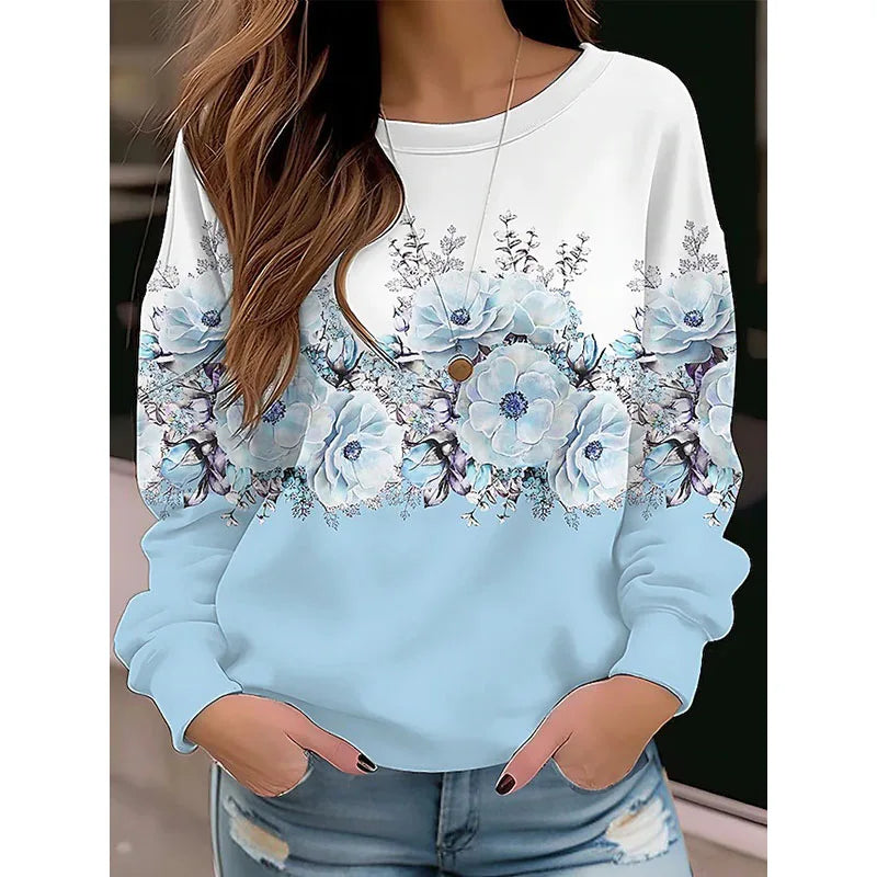 RNSHANGER Autumn Crew Neck Pullover Sweatshirt Fashion Clothes New Design Printed Hoodie Casual Women's Daily Street Sweatshirt