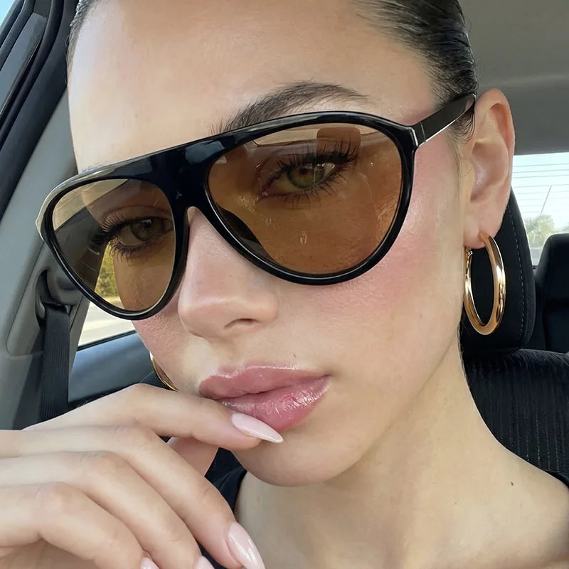 UNOC Vintage Oversized Frog Shape Sunglasses for Women 2026 Newest Fashion Glasses Ladies Pilot Style Driving Eyewear