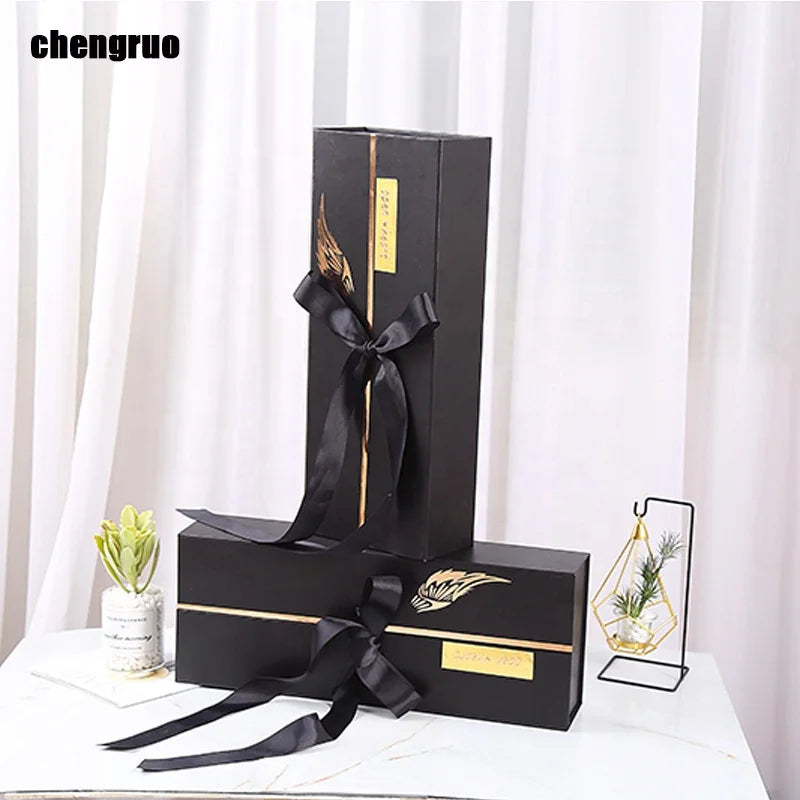 Chengruo Stock Magnetic Closure Gift Paper Box Foldable UV Beneficial Window Foil Floral Caja Flores Boite Fleurs Cadeaux