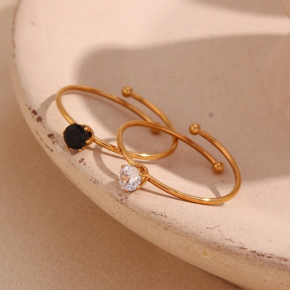 Dreamshow Super Cute Adjustable Rings Women Jewelry 18K Gold Plated Stainless Steel Rings