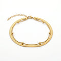 QIAOREN 11043 Double Layer Gold Anklet Stainless Steel Waterproof Snake Chain Beach Foot Jewelry for Women