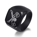 Vintage Rock Punk Double Guitar 19mm Personality Hip Hop Stainless Steel Ring