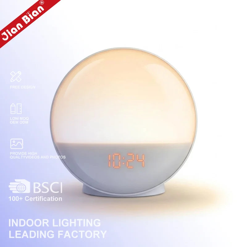 Sunrise Alarm Clock RGB Night Light Bedroom Decor Wake-up Light Novelty Body Touch Switch Daylight Birthday Gift Table Lamp