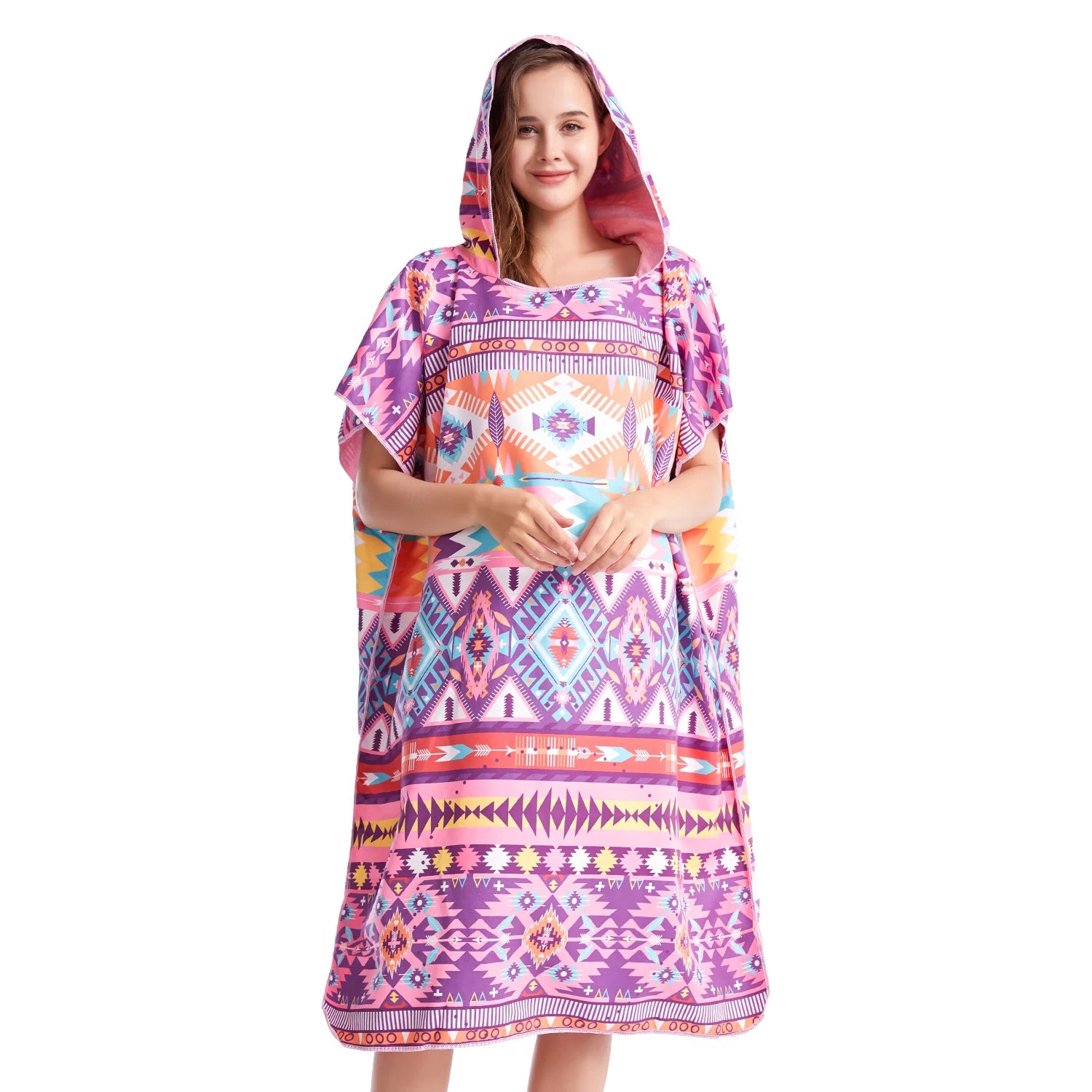 Adults Hooded Surf Poncho Summer Water Absorption Beach Pool Changing Robe Towel