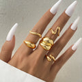5Pcs/Set Irregular Shaped Ring Gold Color Ring Set for Women Jewelry