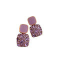 S925 Ins New Arrival Classic Purple Crystal Square Dangle Earrings Post Geometric Rhinestone Earring for Party