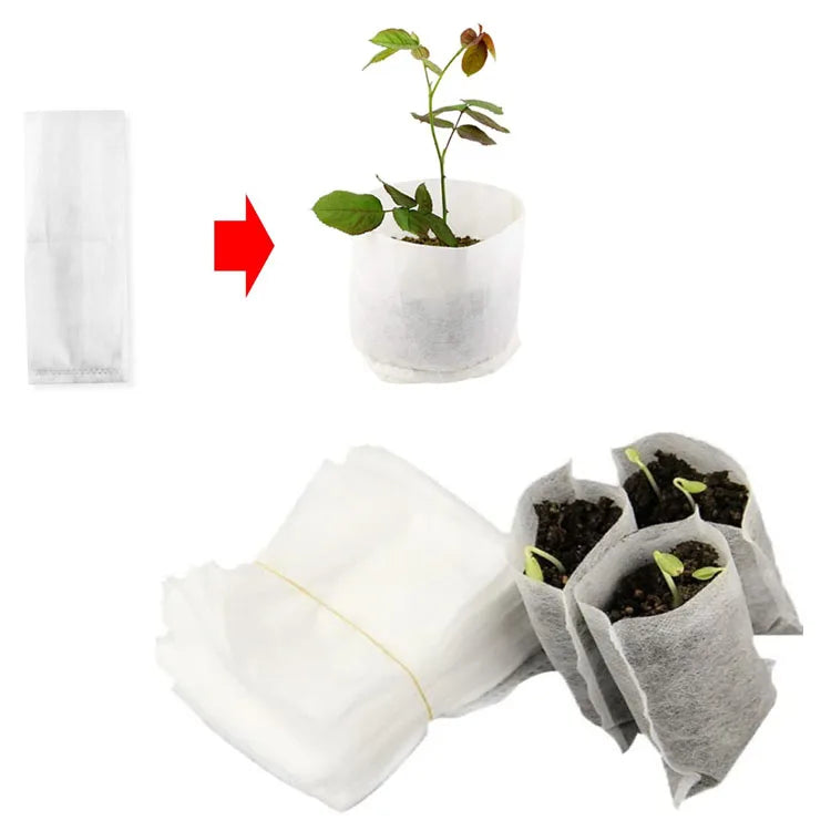 100PCS Biodegradable Seed Starter Non-woven Vursery Bags Plant Nursing Growing Pouch Tree Vegetable Flower Plant Grow Bag