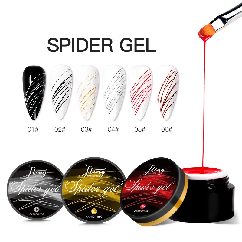 JTING Hot Popular 6colors Elastic Creative Uv Drawing Spider Gel Nail Supplies Salon Art Nail Polish ODM Custom Private Design MegaBDM