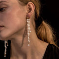 Fashion Personality Simple Design Freshwater Pearl Earrings Long Tassel Asymmetrical Freshwater Stud Earrings for Women