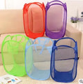 Foldable Nylon Mesh Pop-up Organization Storage Household Candy Color Home Family Storage Toy Container Laundry Basket Bag