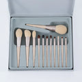 Yue Newest Selling 12 PCS Goat Hair Eye Brushes Super Soft Wooden Handle Private Label Eye Brush with Gift Box