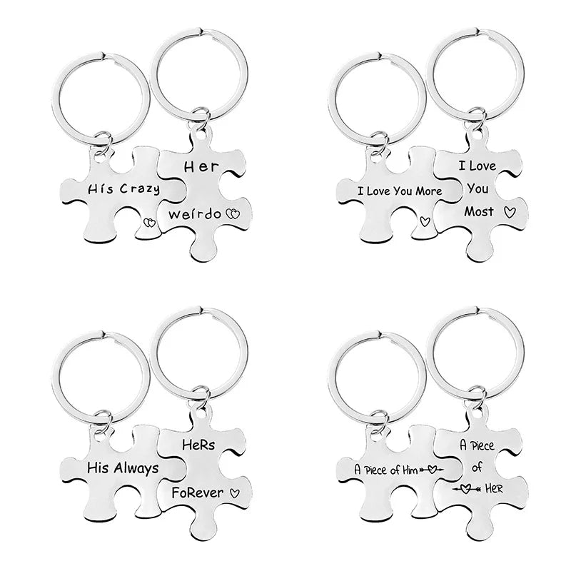 His Queen Her King His Crazy Her Weirdo You Are My Person Mommy Daddy Lover Autism Puzzle Pieces Keychain Couple Pair Key Chain