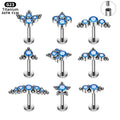 Implant Grade G23 Titanium Triple Marquise CZ Internally Threaded Labret Monroe Lip Cartilage Helix Medusa Monroe 16G Piercing