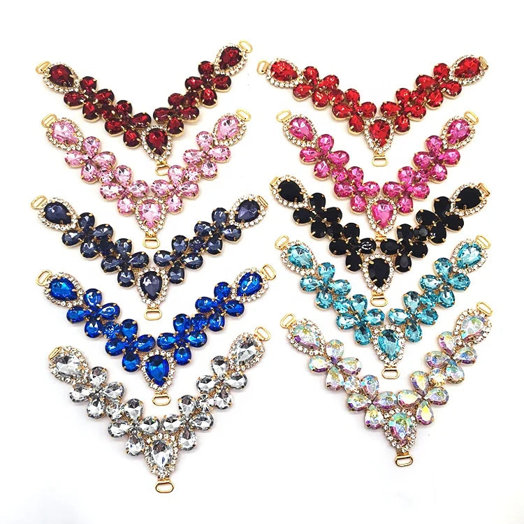 Personalized Decorative Shoe Accessories Shoe Buckle Connector Crystal Rhinestone V Shape Shoe Chain
