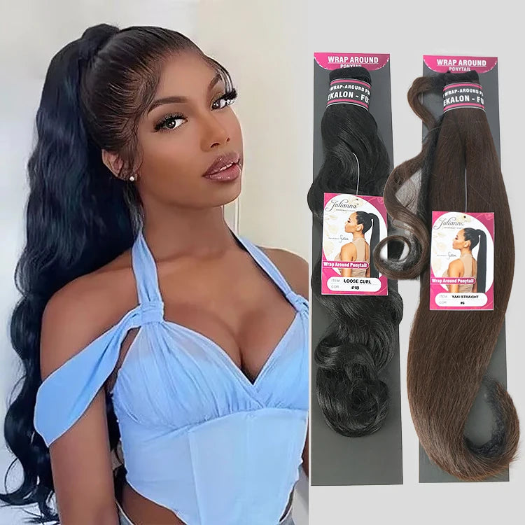 Julianna Wholesale 28Inches Synthetic Hair Extension Wrap Around Hairpiece Ponytail