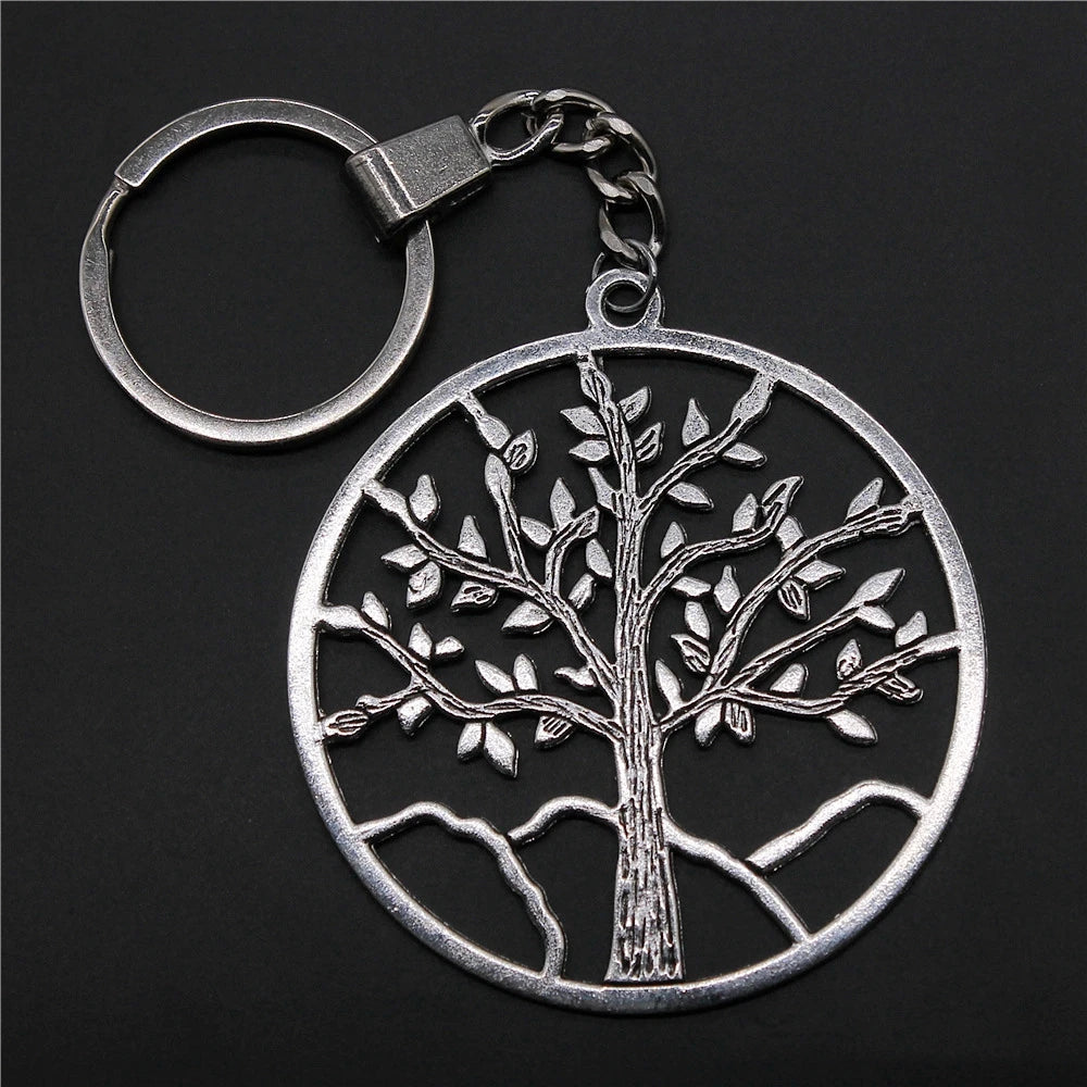 WYSIWYG 63x57mm Antique Silver Plated Zinc Alloy Tree Big Key Chain Souvenirs Gift P2-ABD-C12550
